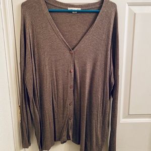 Oversized light brown button down sweater/shirt